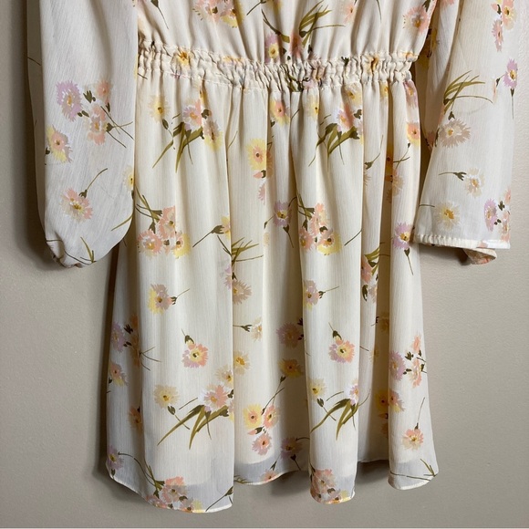 Madewell Cate Floral Print Mini Long Sleeve Dress in Carnation - Picture 9 of 14